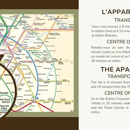Charme Parisien 6 Personnes, 2 Chambres, 19eme París